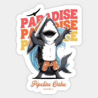 Pipeline Hawaii shark surf 8207 Sticker